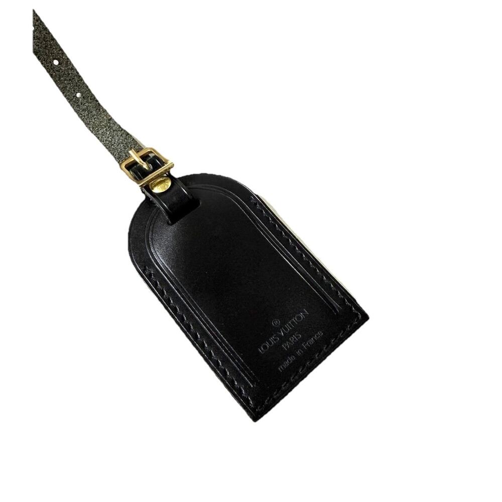 Louis Vuitton Name Tag w/ TK Black T K Leather Large Gold-tone France - Picture 2 of 11